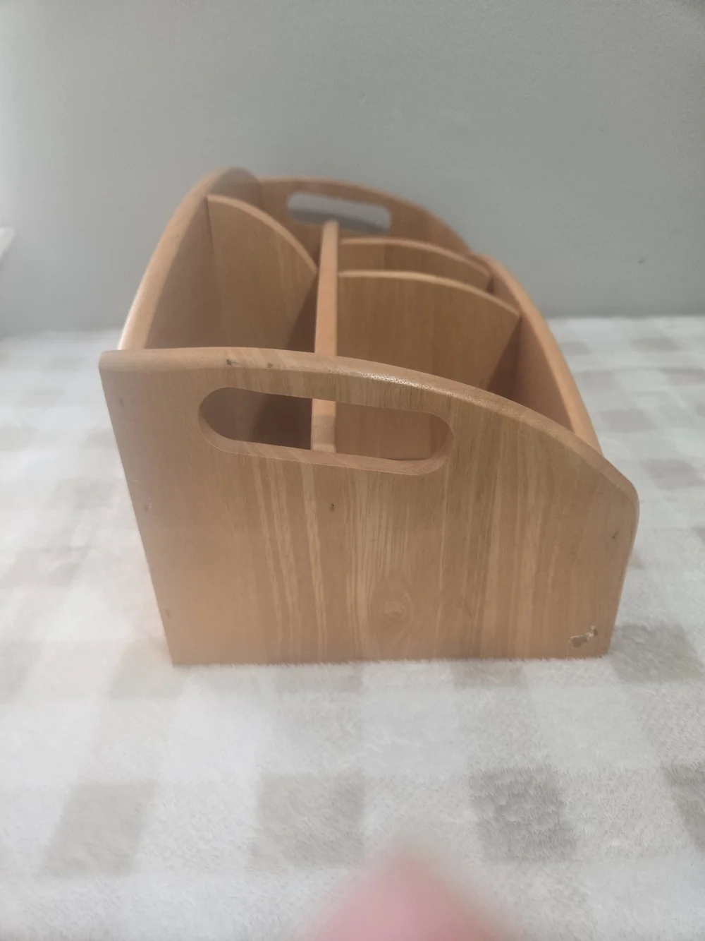 Wooden Desk Organizer with Multiple Compartments - Natural Finish